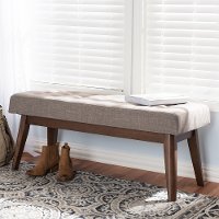140-7563-RCW Mid-Century Modern Light Gray Bench - Elia