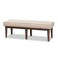140-7568-RCW Mid Century Modern Light Beige Large Upholstered Bench - Lucca