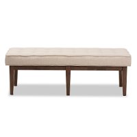 140-7568-RCW Mid Century Modern Light Beige Large Upholstered Bench - Lucca-2