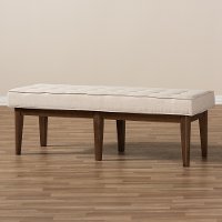 140-7568-RCW Mid Century Modern Light Beige Large Upholstered Bench - Lucca-7