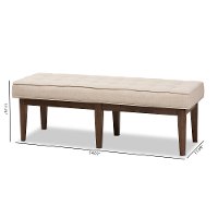 140-7568-RCW Mid Century Modern Light Beige Large Upholstered Bench - Lucca-8