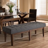 Mid Century Modern Dark Gray Large Upholstered Bench - Lucca-1