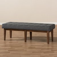 Mid Century Modern Dark Gray Large Upholstered Bench - Lucca-2