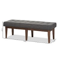 Mid Century Modern Dark Gray Large Upholstered Bench - Lucca-8