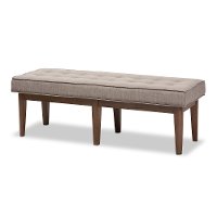 140-7566-RCW Mid-Century Modern Light Gray Large Upholstered Bench - Lucca