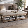 139-7607-RCW Classic Weathered Oak and Beige Linen Bench - Celeste