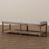 139-7607-RCW Classic Weathered Oak and Beige Linen Bench - Celeste-2