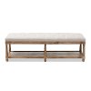 139-7607-RCW Classic Weathered Oak and Beige Linen Bench - Celeste-3