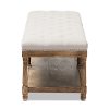139-7607-RCW Classic Weathered Oak and Beige Linen Bench - Celeste-5