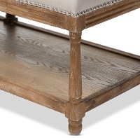 Classic Weathered Oak and Beige Linen Bench - Celeste-6