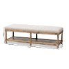 139-7607-RCW Classic Weathered Oak and Beige Linen Bench - Celeste-8