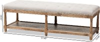 Classic Weathered Oak and Beige Linen Bench - Celeste-8