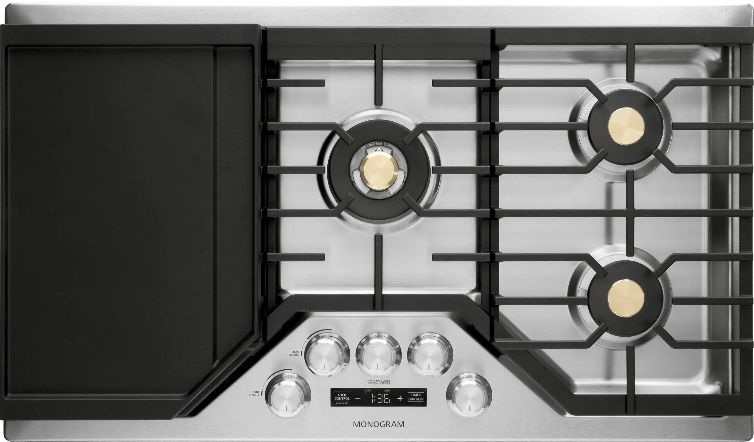 ZGU36ESLSS Monogram 36 Inch Deep-Recessed Smart Gas Cooktop - Stainless Steel-2