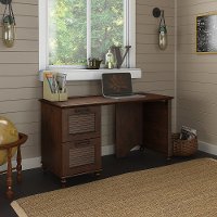 Coastal Cherry Brown Office Desk with Two Drawers - Volcano Dusk