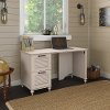 Driftwood Dreams White Office Desk with Two Drawers - Volcano Dusk
