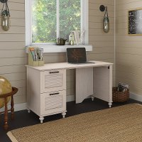 Driftwood Dreams White Office Desk with Two Drawers - Volcano Dusk