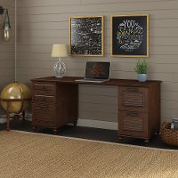 Long Cherry Brown Office Desk - Volcano Dusk