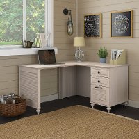 Antique White L Shaped Desk - Volcano Dusk