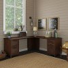 Cherry Brown L Shaped Desk with Drawers - Volcano Dusk