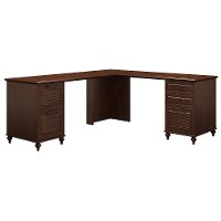Cherry Brown L Shaped Desk with Drawers - Volcano Dusk-2
