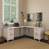 Antique White L Shaped Desk with Drawers - Volcano Dusk