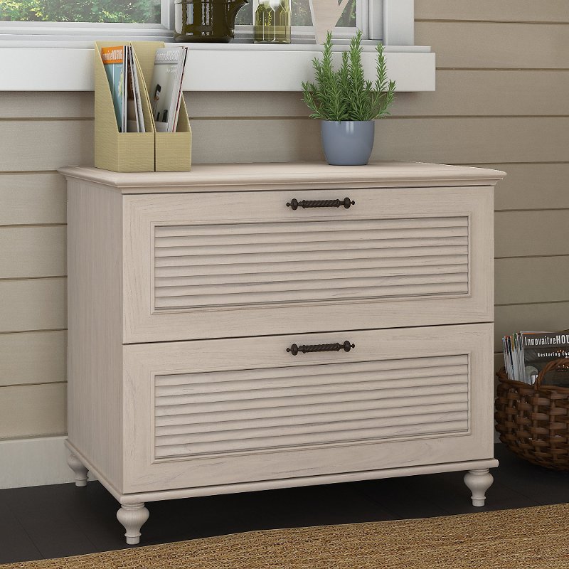 Driftwood White 2 Drawer Wood Lateral File Cabinet Volcano Dusk