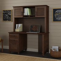 51 Inch Coastal Cherry Brown Computer Desk with Hutch - Volcano Dusk