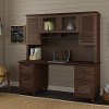 68 Inch Coastal Cherry Brown Office Desk with Hutch - Volcano Dusk