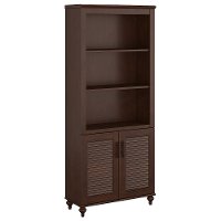 Coastal Cherry Brown Bookshelf with Doors - Volcano Dusk-2