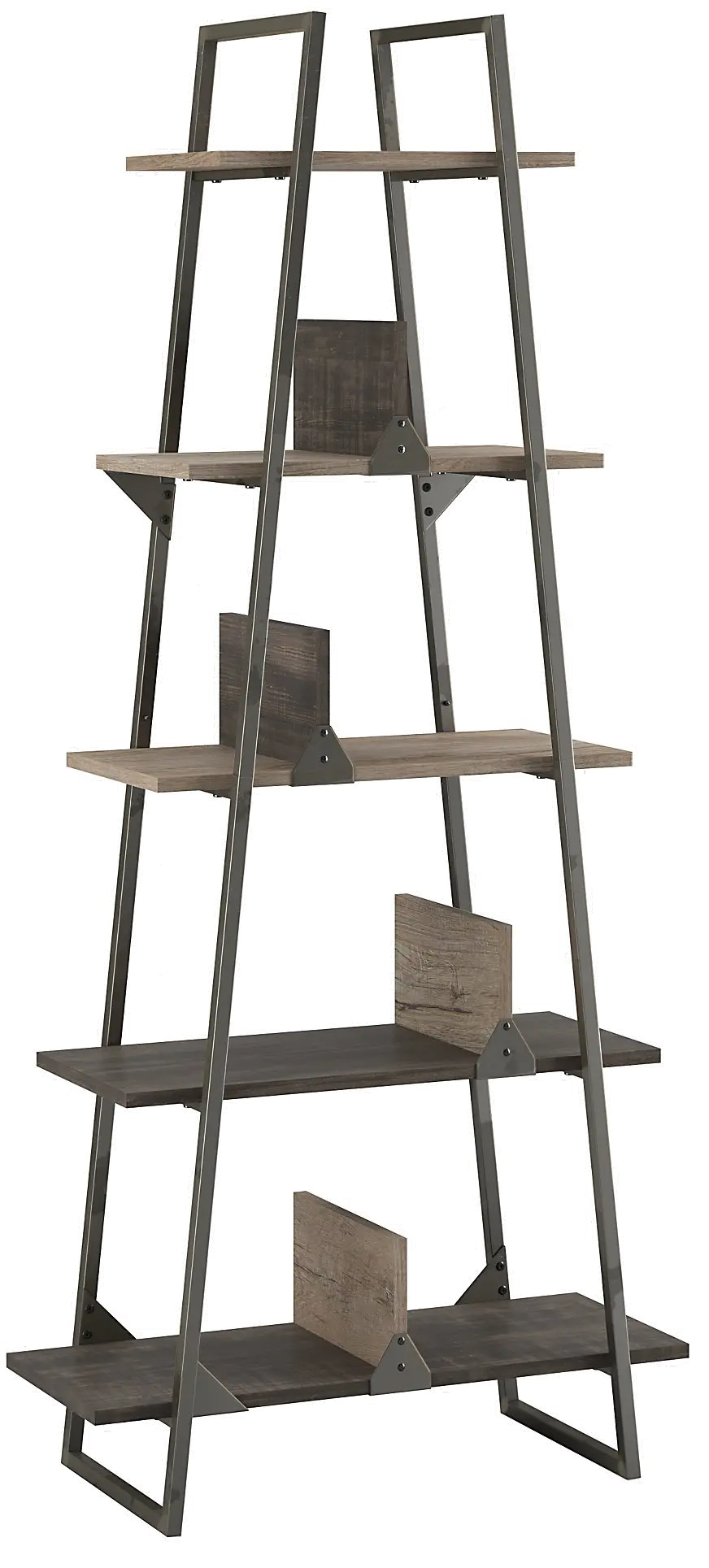 RFB132RG-03 Refinery Rustic Gray A-Frame Bookshelf-2