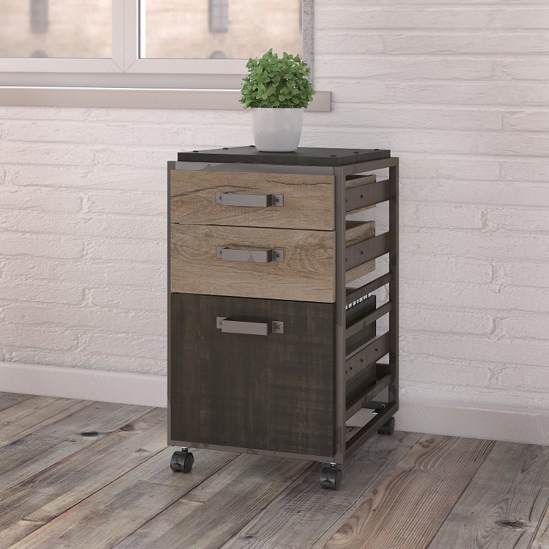 Rustic Gray 3 Drawer Mobile File Cabinet Refinery Rc Willey Furniture Store