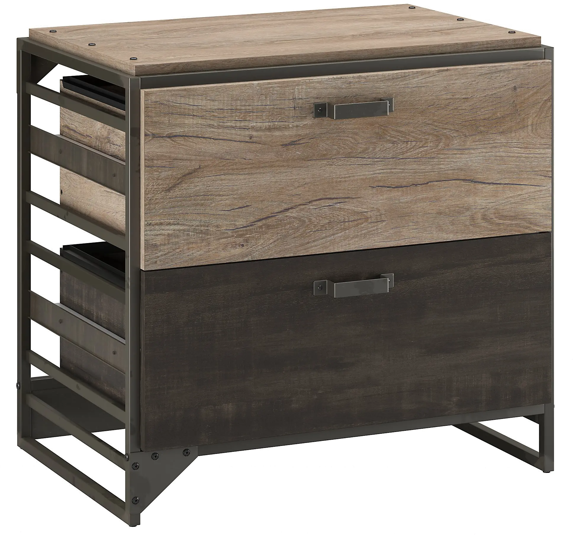 RFF132RG-03 Refinery Rustic Gray 2 drawer Lateral File Cabinet-2