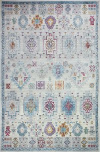 Transitional Ivory and Blue 8 Foot Runner Rug - Charleston-2