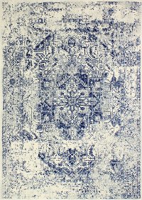 3 x 5 Small Contemporary Ivory and Blue Rug - Everek
