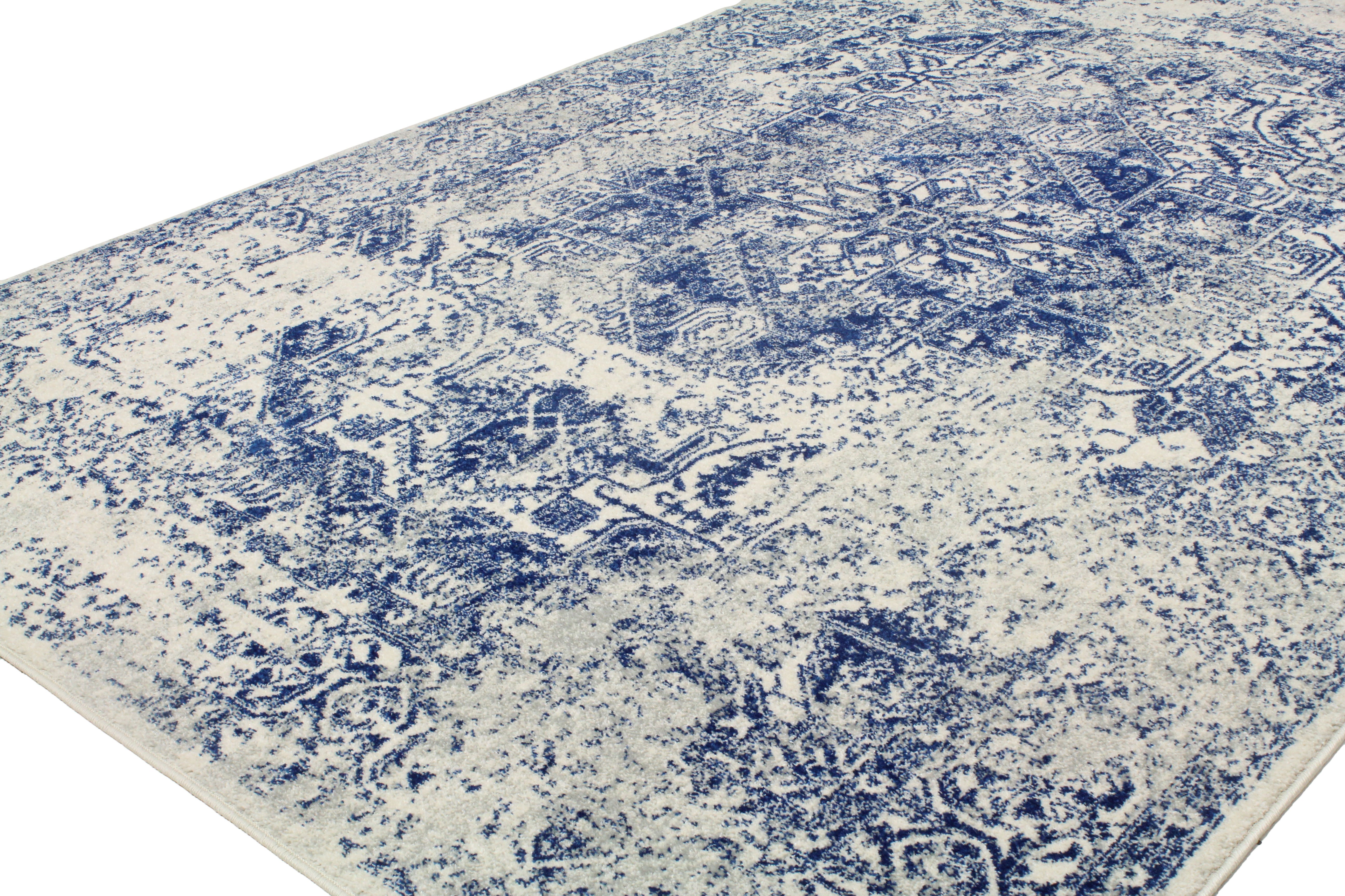 Everek 9' x 12' X-Large Contemporary Ivory and Blue Rug-1
