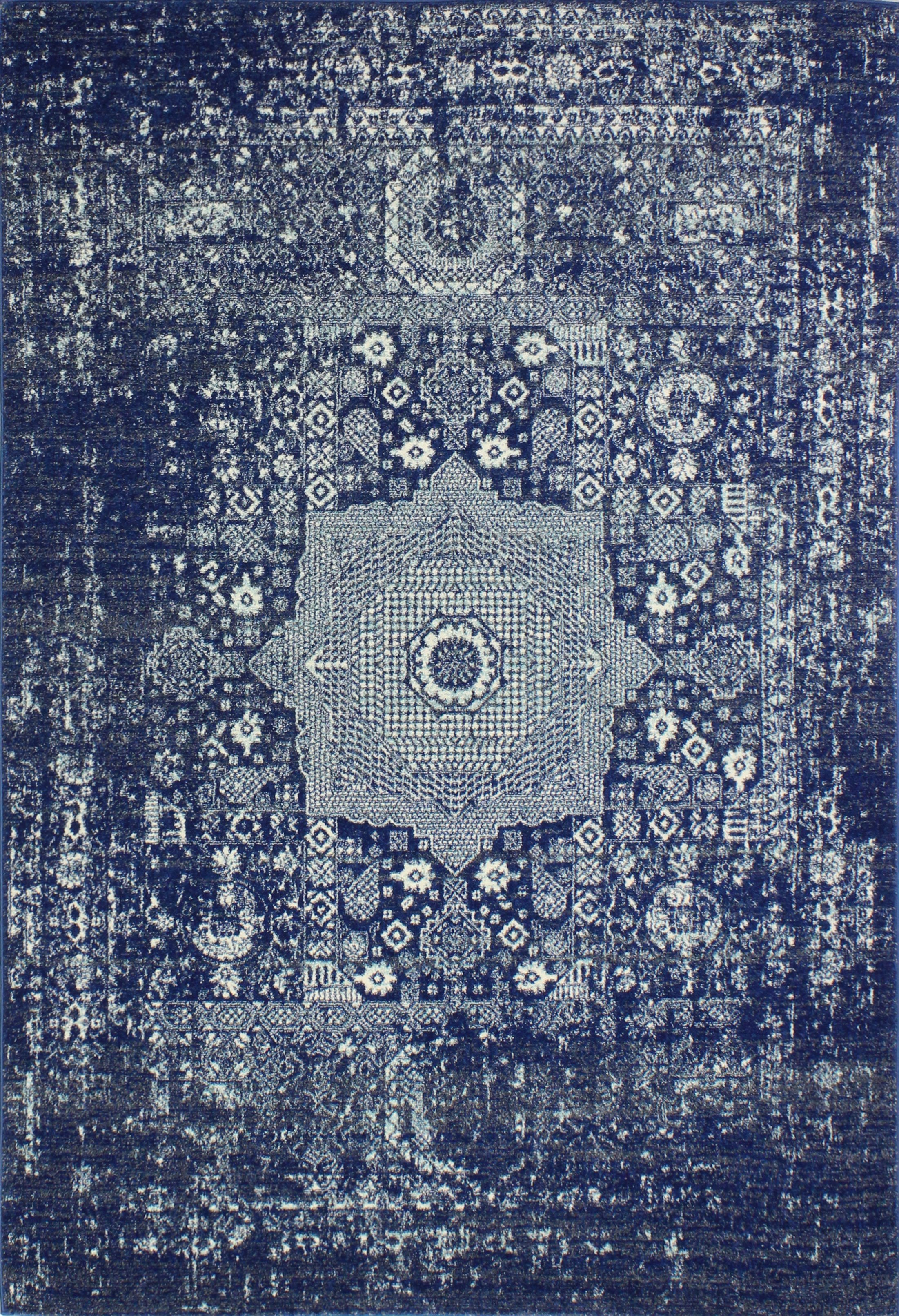 Everek 3' x 5' Contemporary Dark Blue Rug-2