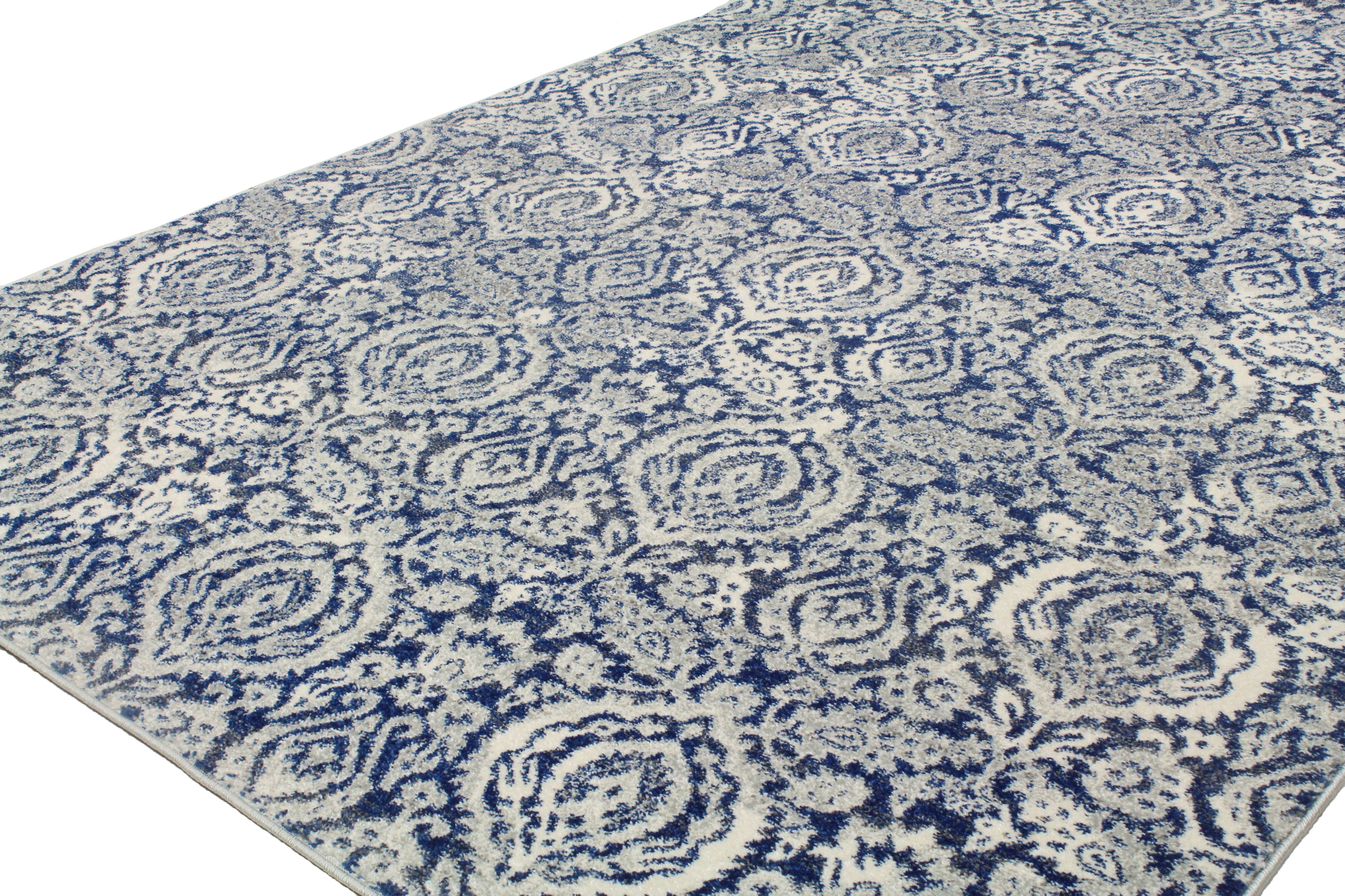 8 x 10 Large Contemporary Dark Blue Rug - Everek-1