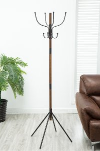 Milton 8-Hook Wooden Standing Coat Rack - Brixton