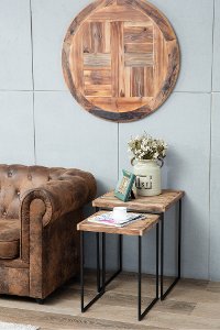 Set of 2 Wood and Metal Nesting Tables - Brixton