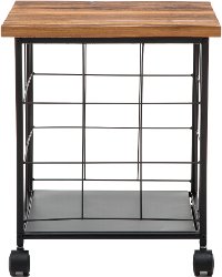 Metal and Wood Rolling File Cabinet - Brixton