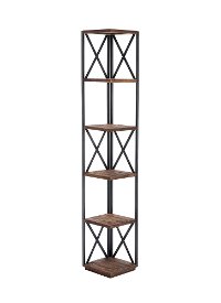 Transitional Metal and Wood Corner Bookshelf - Brixton-2
