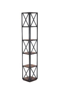 Transitional Metal and Wood Corner Bookshelf - Brixton-5