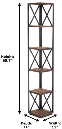Transitional Metal and Wood Corner Bookshelf - Brixton-7