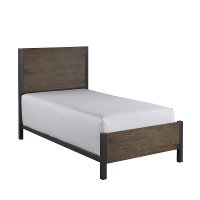 Modern Industrial Driftwood Brown Twin Bed - Barnside