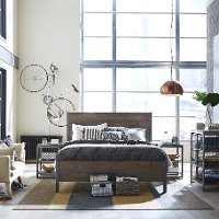 Modern Industrial Driftwood Brown Queen Bed - Barnside-2
