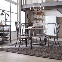 Gray Industrial 5 Piece Round Dining Set - Barnside Metro
