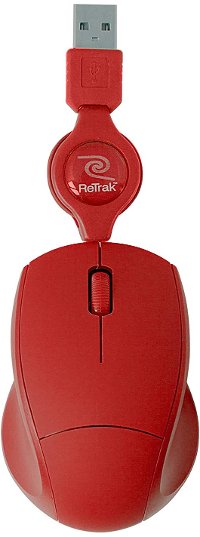 RED RETRACTABLE OPTICAL MOUSE Red ReTrak Retractable Optical Mouse