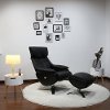 Black Top Grain Leather Swivel Recliner and Ottoman - Vienna-1
