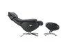 Black Top Grain Leather Swivel Recliner and Ottoman - Vienna-4