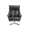 Black Top Grain Leather Swivel Recliner and Ottoman - Vienna-6